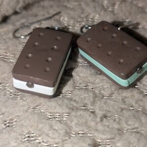 3/$15 Chocolate and Mint Ice Cream Sandwich Earrings
